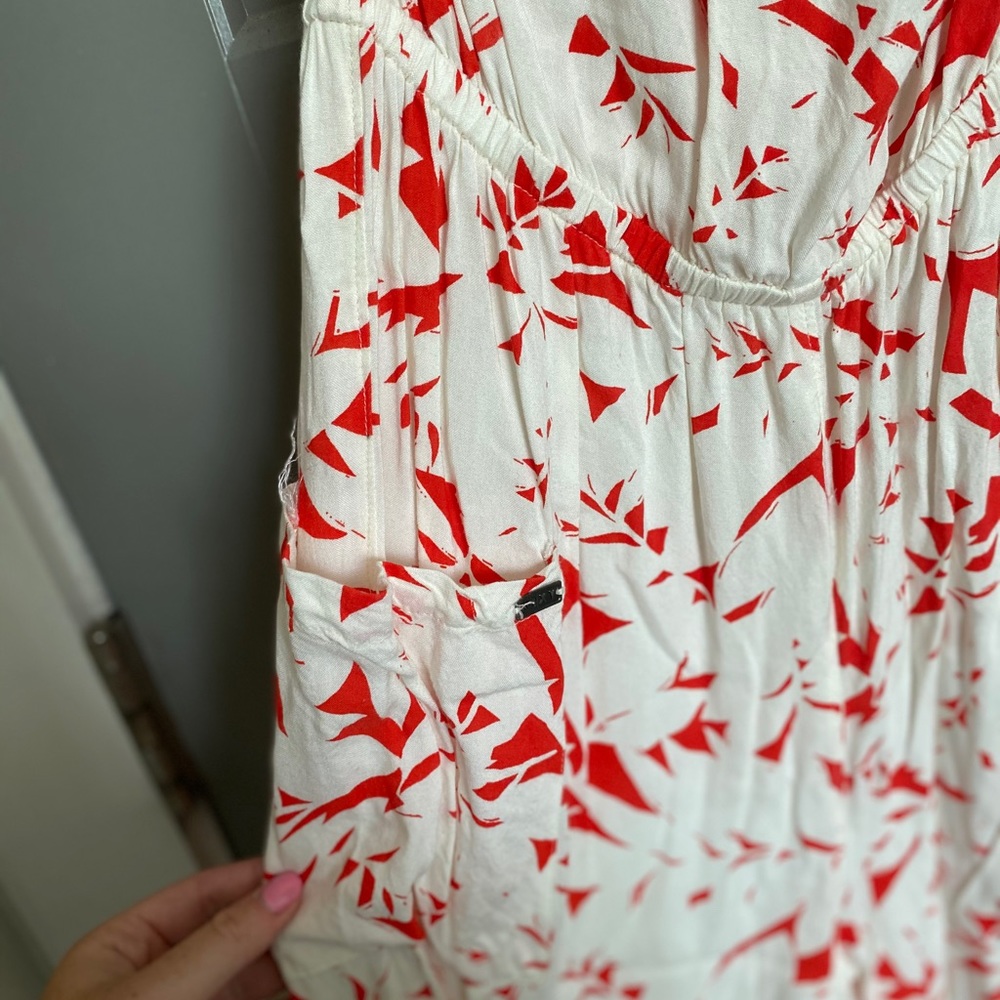 Strapless Red and White Jumpsuit